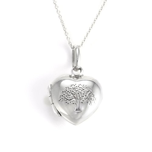Silverly Damen Sterling Silber .925 Baum des Lebens Herz Medaillon 46 cm Halskette von Silverly