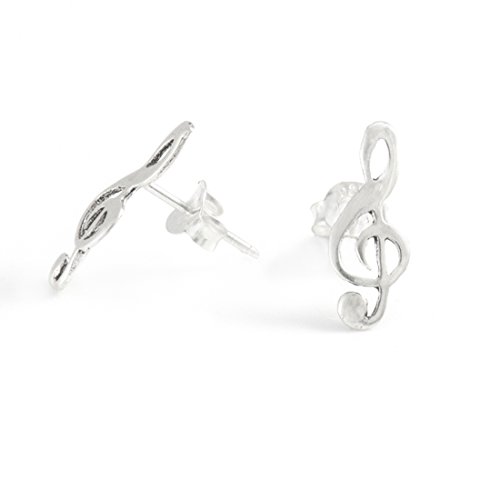 Silverly Damen Sterling Silber .925 Violinschlüssel, Note, Ohrstecker von Silverly