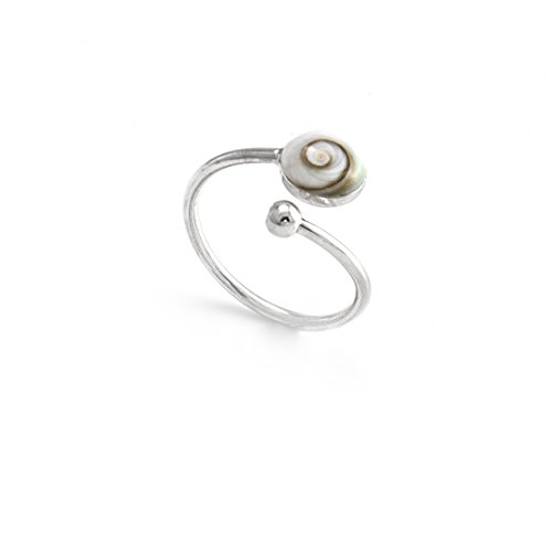Silverly Damen Sterling Silber 925 Weiß Shiva Eye Shell Einstellbare Ring, Größe: 57 (18.1) von Silverly