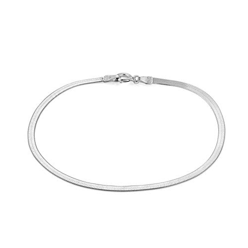 Silverly Frauen .925 Sterling Silber 2 mm Fischgrätenkette Flache Schlangenkette Kette Armband 18 cm von Silverly