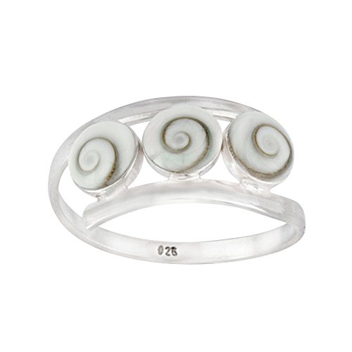 Silverly Frauen .925 Sterling Silber 3 Dreifach Weiß Shiva Eye Schale Spiralförmig Twist kranz von Silverly
