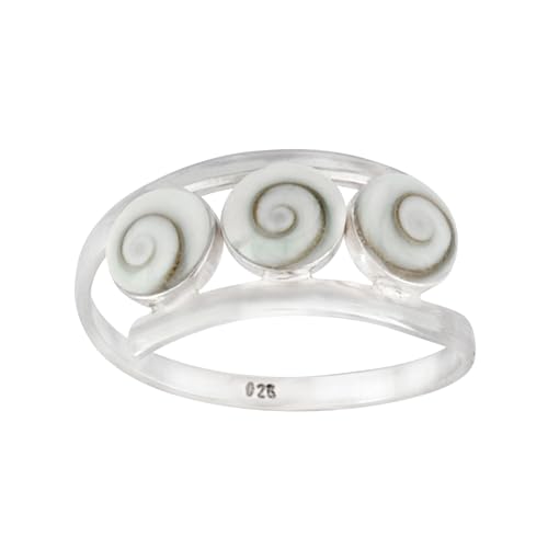 Silverly Frauen 925 Sterling Silber 3 Dreifach Weiß Shiva Eye Schale Spiralförmig Twist kranz von Silverly