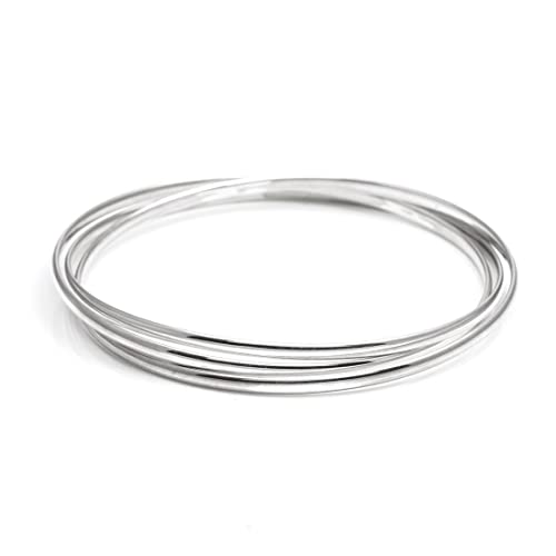 Silverly Frauen 925 Sterling Silber 3mm Dreibettzimmer Interlocking-Armband-Armband von Silverly