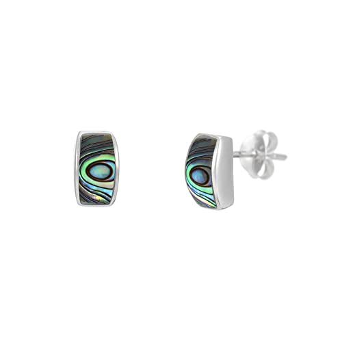 Silverly Frauen .925 Sterling Silber 8.5 mm Abalone Blau Gebogene Stange Ohrstecker Ohrringe von Silverly