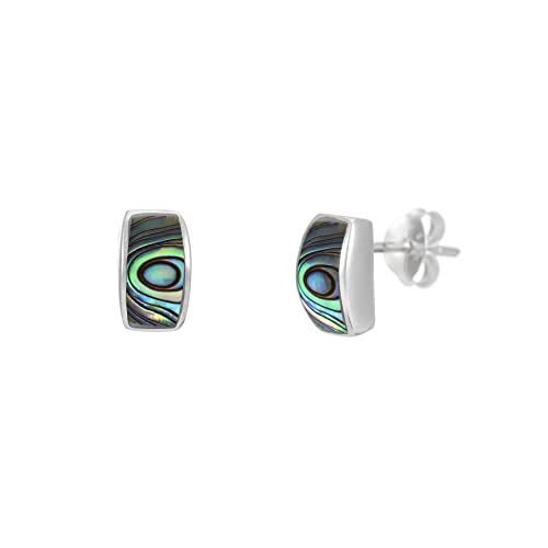 Silverly Frauen 925 Sterling Silber 8.5 mm Abalone Blau Gebogene Stange Ohrstecker Ohrringe von Silverly