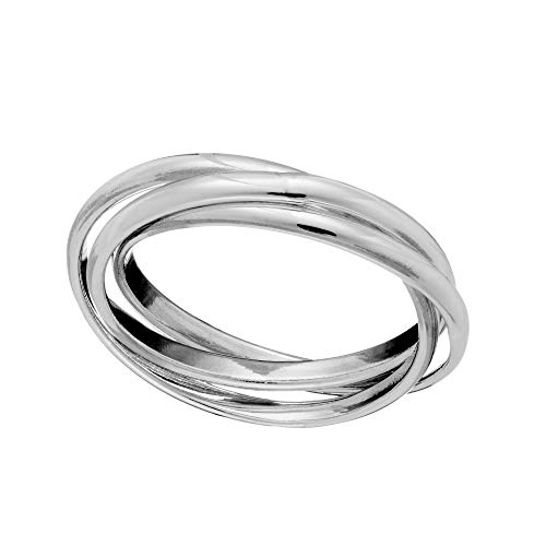 Silverly Frauen 925 Sterling Silber Dreiteilig Verdreifachen Band Verflochten Russisch Ring von Silverly