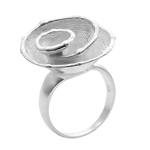 Silverly Frauen .925 Sterling Silber Erklärung Strudel Rosen Blumen Band Ring von Silverly