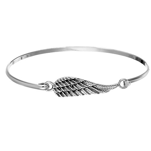 Silverly Frauen 925 Sterling Silber Fein Engels Flügel Stapelbare Armreif Armband von Silverly