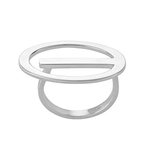 Silverly Frauen 925 Sterling Silber Groß Zeitgenössisches Abstraktes Oval Ring von Silverly