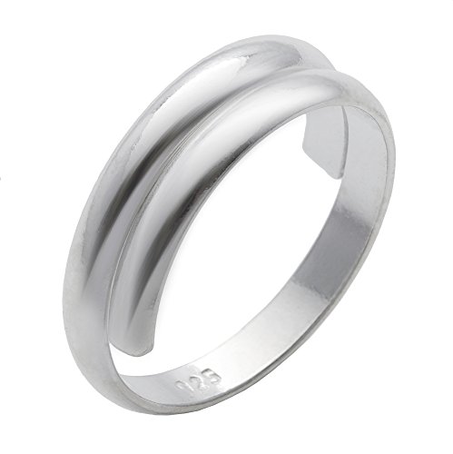 Silverly Frauen 925 Sterling Silber Ineinander Greifend Plain Midi Finger Einstellbare Band Zehenring von Silverly