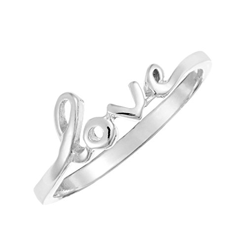 Silverly Frauen 925 Sterling Silber Kleine Liebe Schrift Text Stapelbare Ring von Silverly