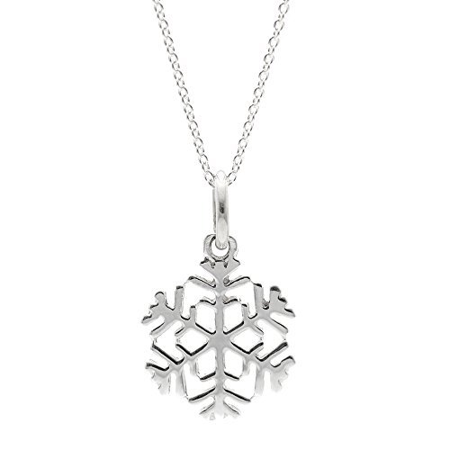 Silverly Frauen .925 Sterling Silber Kleine Winter gefrorener Schneeflocke hängende Kettenhalskette, 46cm von Silverly