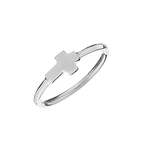 Silverly Frauen .925 Sterling Silber Kreuz Kruzifix Dünner Stapelbarer Ring von Silverly