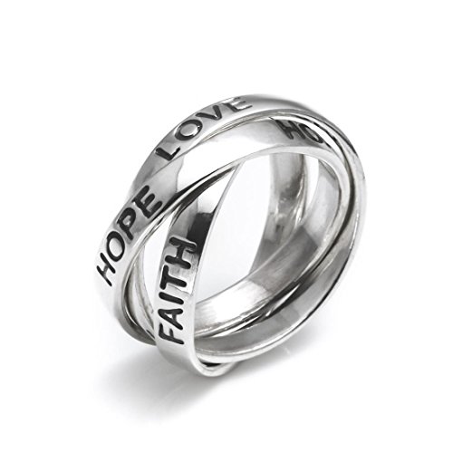 Silverly Frauen 925 Sterling Silber LOVE HOPE FAITH russischen Hochzeits Ring von Silverly