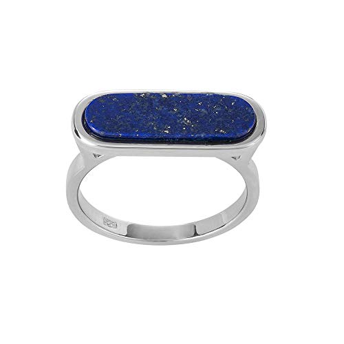 Silverly Frauen 925 Sterling Silber Lapislazuli Blauer Edelstein Kapselförmig Ring von Silverly