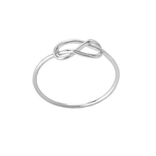 Silverly Frauen .925 Sterling Silber Liebe Unendlichkeit Knoten Dünn Band Schnur Design Stapelbarer Ring von Silverly