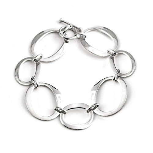 Silverly Frauen 925 Sterling Silber Offene Oval Circles Link-Armband 19 cm von Silverly