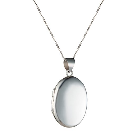 Silverly Frauen .925 Sterling Silber Oval Groß Medaillon 46 cm Kette Halskette von Silverly