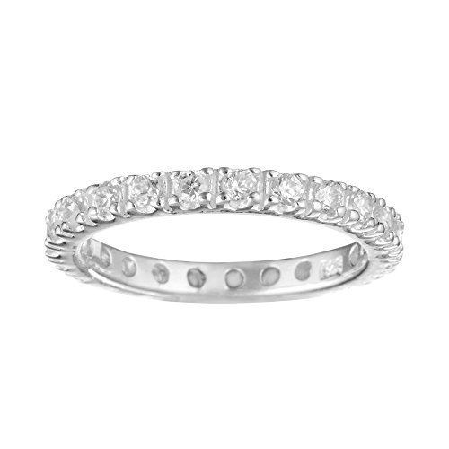 Silverly Frauen .925 Sterling Silber Pave Zirkonia Rund Brilliant Voll Eternity Ring Cut von Silverly