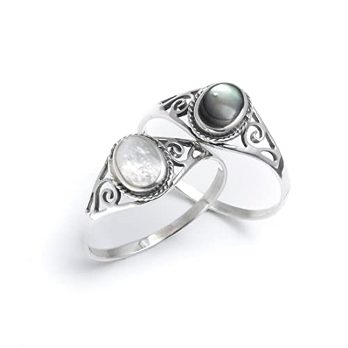 Silverly Frauen .925 Sterling Silber Perlmutt Shell netter Ring von Silverly