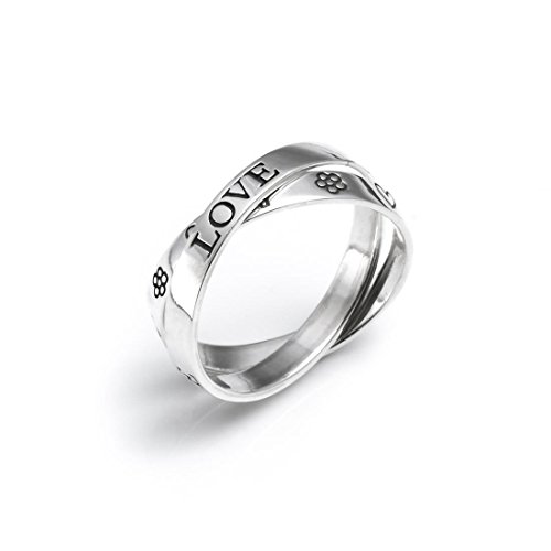 Silverly Frauen .925 Sterling Silber Symbole Blumen Herz Kreuz Blume Graviert Ring von Silverly