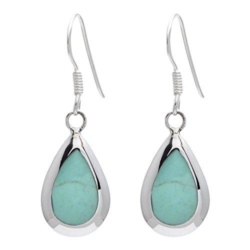 Silverly Frauen 925 Sterling Silber Teardrop Türkis-Edelstein baumeln Ohrringe von Silverly