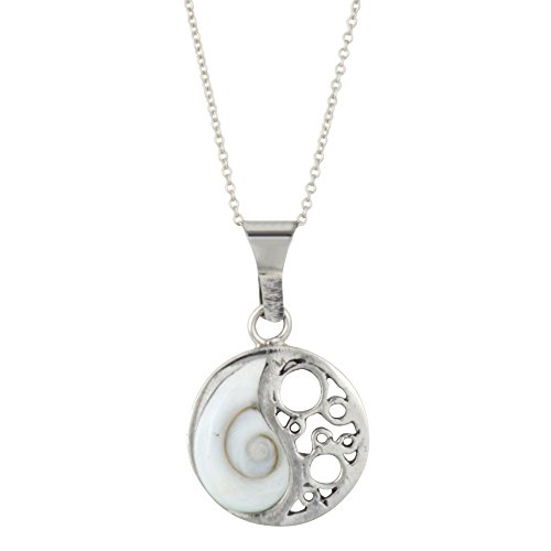 Silverly Frauen .925 Sterling Silber Weiß Shiva Eye Ying Yang Filigree hängende Halskette, 46 cm von Silverly