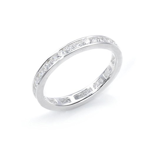 Silverly Frauen 925 Sterling Silber Zirkonia Channel Set Ring von Silverly