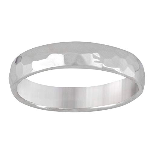 Silverly Frauen 925 Sterling Silber Gehämmert Einfache Schmal Verpflichtungs Band Ring von Silverly
