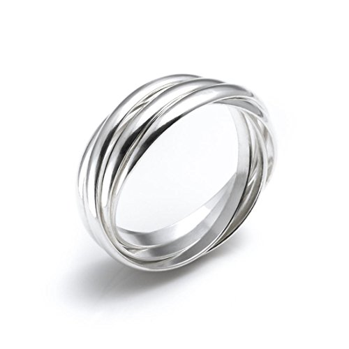 Silverly Frauen .925 Sterling Silber vier Band Interlocking russischen Hochzeits Ring von Silverly