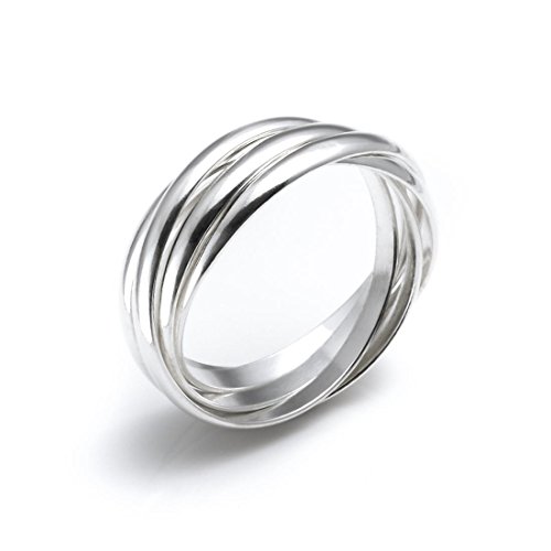 Silverly Frauen 925 Sterling Silber vier Band Interlocking russischen Hochzeits Ring von Silverly