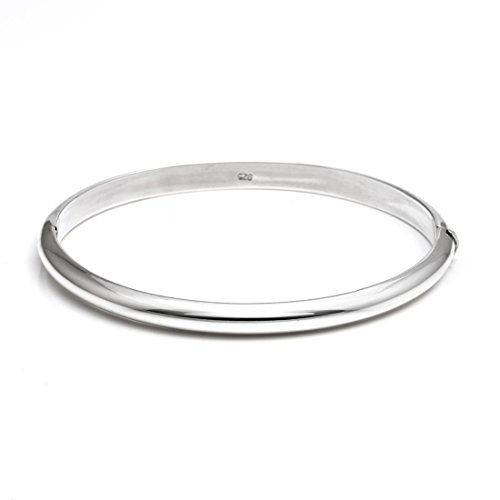 Silverly Frauen 925 Sterling Silber 5 mm Rundklapp Armreif von Silverly