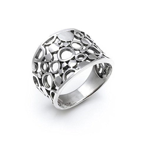 Silverly Frauen 925 Sterling Silber Breite Filigrane Circles Band Ring von Silverly
