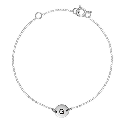 Silverly Frauen 925 Sterling Silber Buchstabe Initiale G Kette Armband, 16 + 2 cm von Silverly
