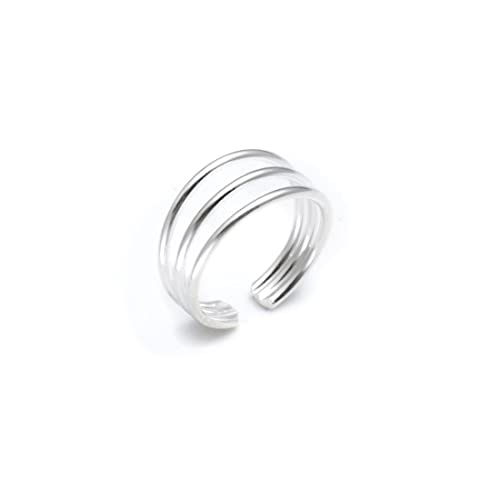 Silverly Frauen 925 Sterling Silber Drei Band justierbar poliert Zehenring von Silverly