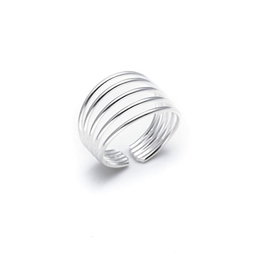 Silverly Frauen .925 Sterling Silber Five Band justierbar poliert Zehenring von Silverly