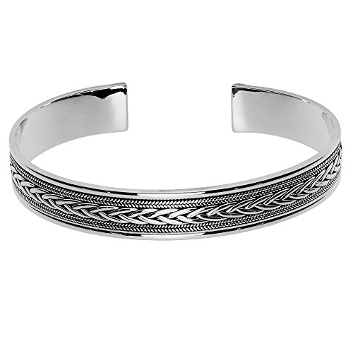 Silverly Frauen 925 Sterling Silber Keltisch Doppelt Flechten Seil Öffnen Armreif Armband von Silverly