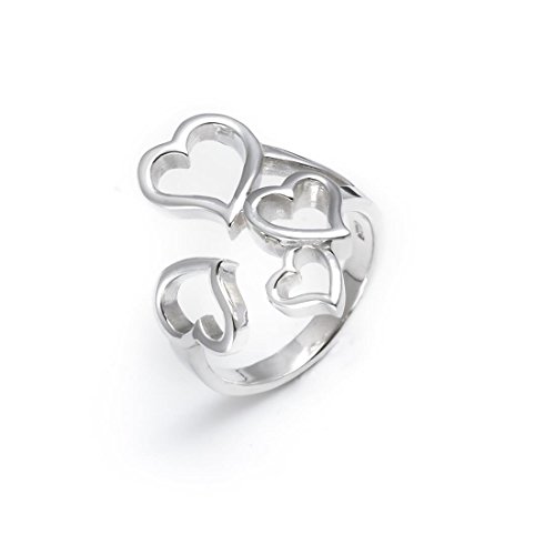 Silverly Frauen 925 Sterling Silber Liebes Open Hearts Ring von Silverly