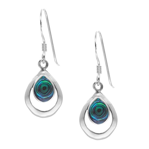 Silverly Frauen 925 Sterling Silber Paua Ohrschnecken Schale Träne baumeln Ohrringe von Silverly