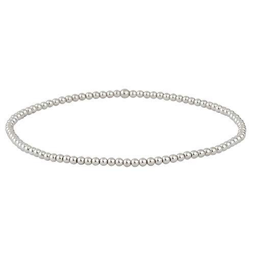 Silverly Frauen 925 Sterling Silber poliert Tiny 2 mm Korn Kugel Elastic Stretch Armband von Silverly