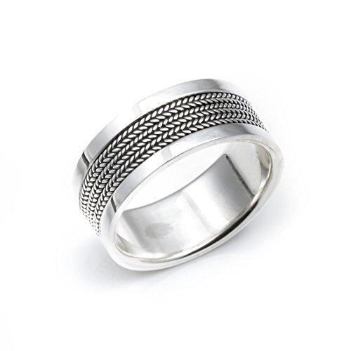 Silverly Frauen Herren Damen .925 Sterling Silber Bali Rope Band Thumb 9mm Ring von Silverly