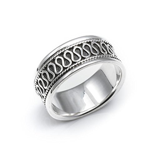 Silverly Frauen Männer .925 Sterling Silber Rope Scroll Bali Style 8mm Daumenring von Silverly