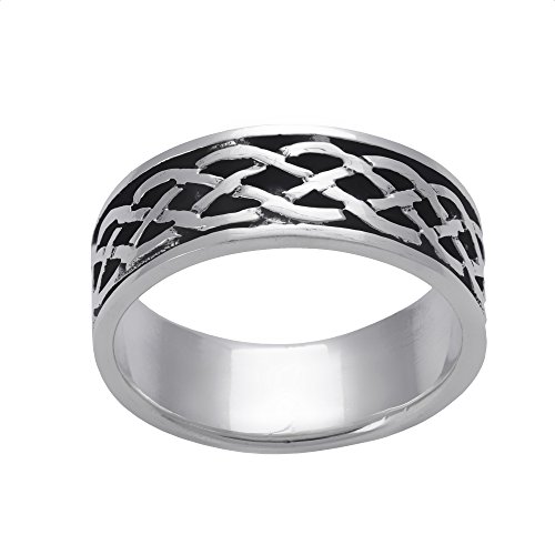 Silverly Frauen Männer 925 Sterling Silber Unisex Oxidiertes Keltisch Knoten Unendlichkeit Hetero Band Ring von Silverly