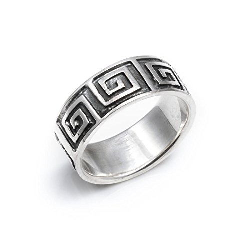 Silverly Frauen Männer .925 Sterling Silber Unisex griechischen Key Design-9mm Ring von Silverly