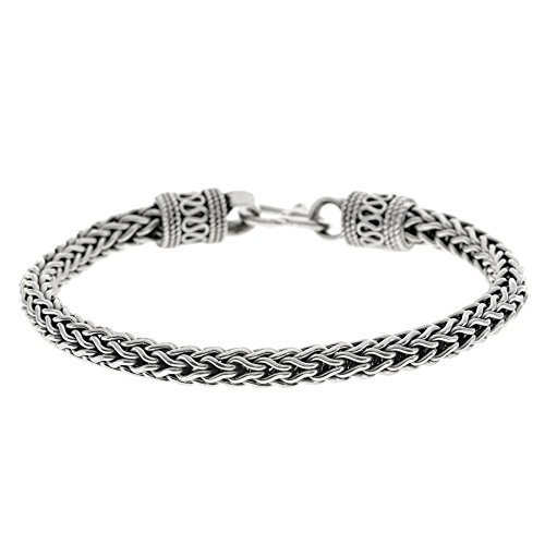 Silverly Frauen Männer 925 Sterling Silber balinesischen Oxidiertes Fuchsschwanzkette S Haken Armband, 20.5 cm von Silverly