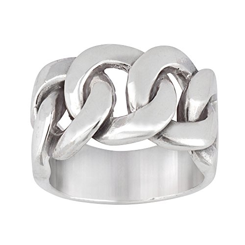 Silverly Frauen Männer 925 Sterling Silber 13 mm Keltisch Knoten Curb Kette Link Biker Klobig Ring von Silverly