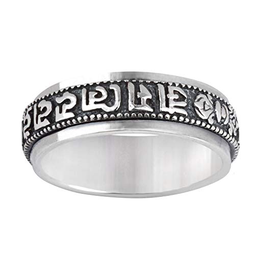 Silverly Frauen Männer 925 Sterling Silber SpInnere tibetisch buddhistischen Mantra Sanskrit Band Ring von Silverly