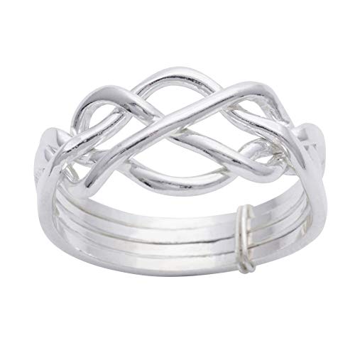 Silverly Frauen Männer 925 Sterling Silber Traditionelle keltische Knotenen Twist Vier Band Puzzle Ring von Silverly