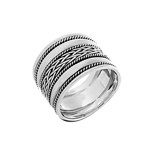 Silverly Herren Frauen 925 Sterling Silber Fass Keltischer Zopf Verdrehtes Seil Daumenring Ring von Silverly