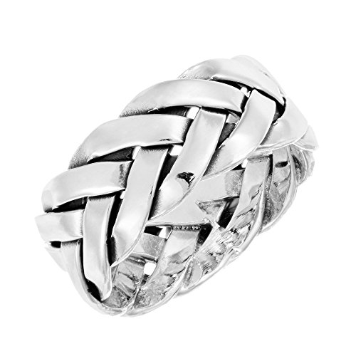 Silverly Männer Frauen .925 Sterling Silber 7,7 mm Doppelt Geflochtenes Weben Ring von Silverly